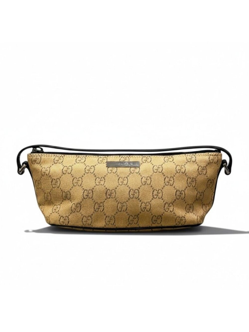 Gucci GG Canvas Pouch Beige Dark Brown